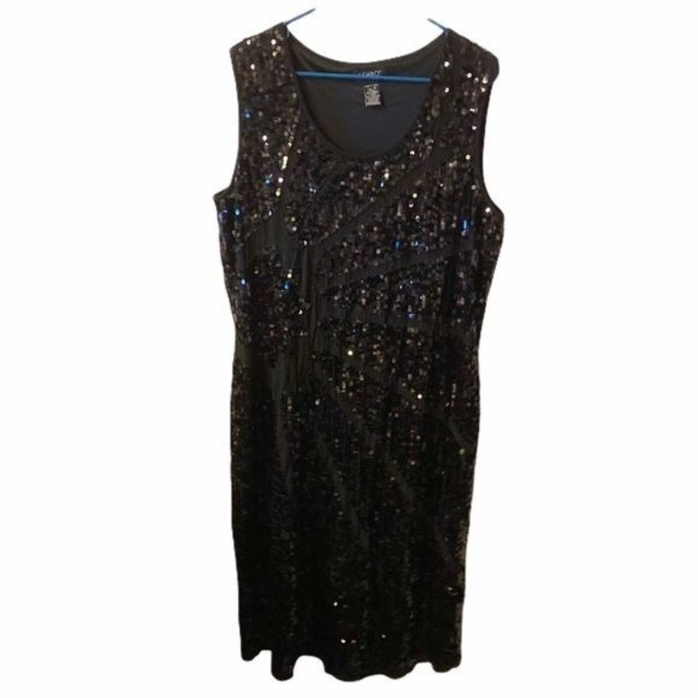 Ashro black sparkle dress 1X holiday New Years Eve